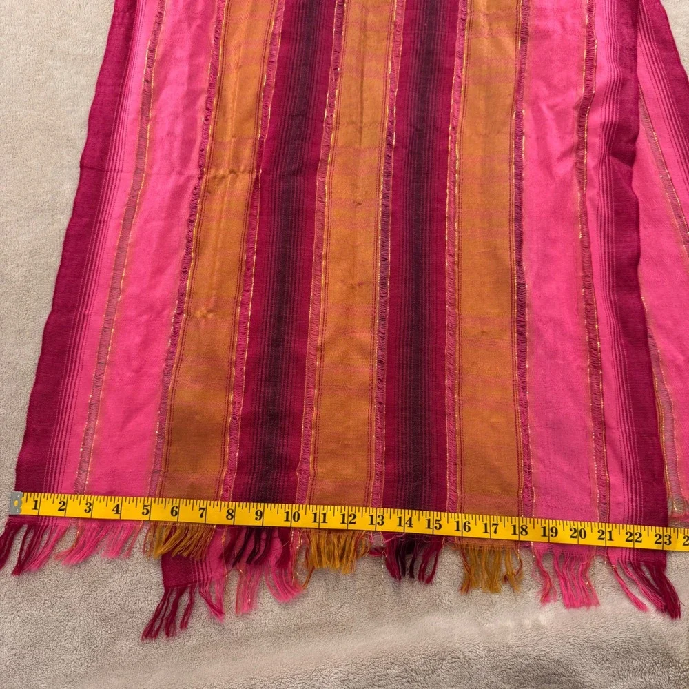 Moroccan Boho Striped Metallic Pink Orange Scarf Wrap‎ Festival Beachy Resort